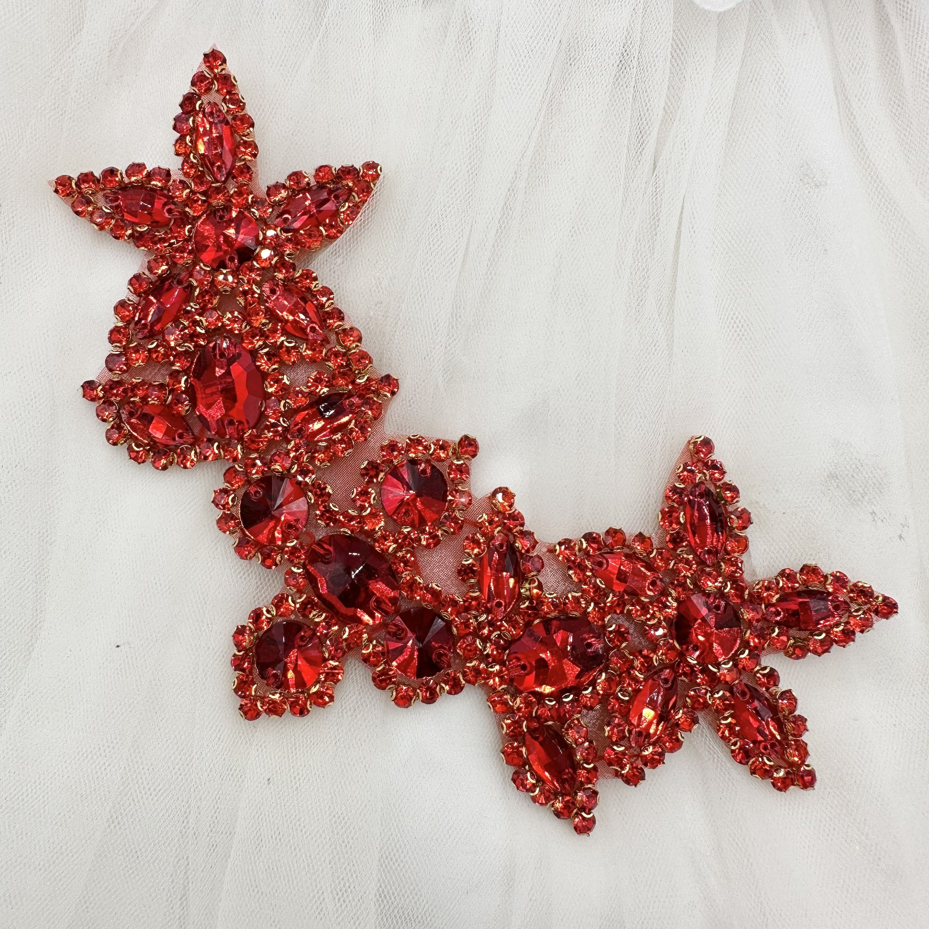 Crystal Glass Buckle Hand-Sewn Drill Flower for Dresses